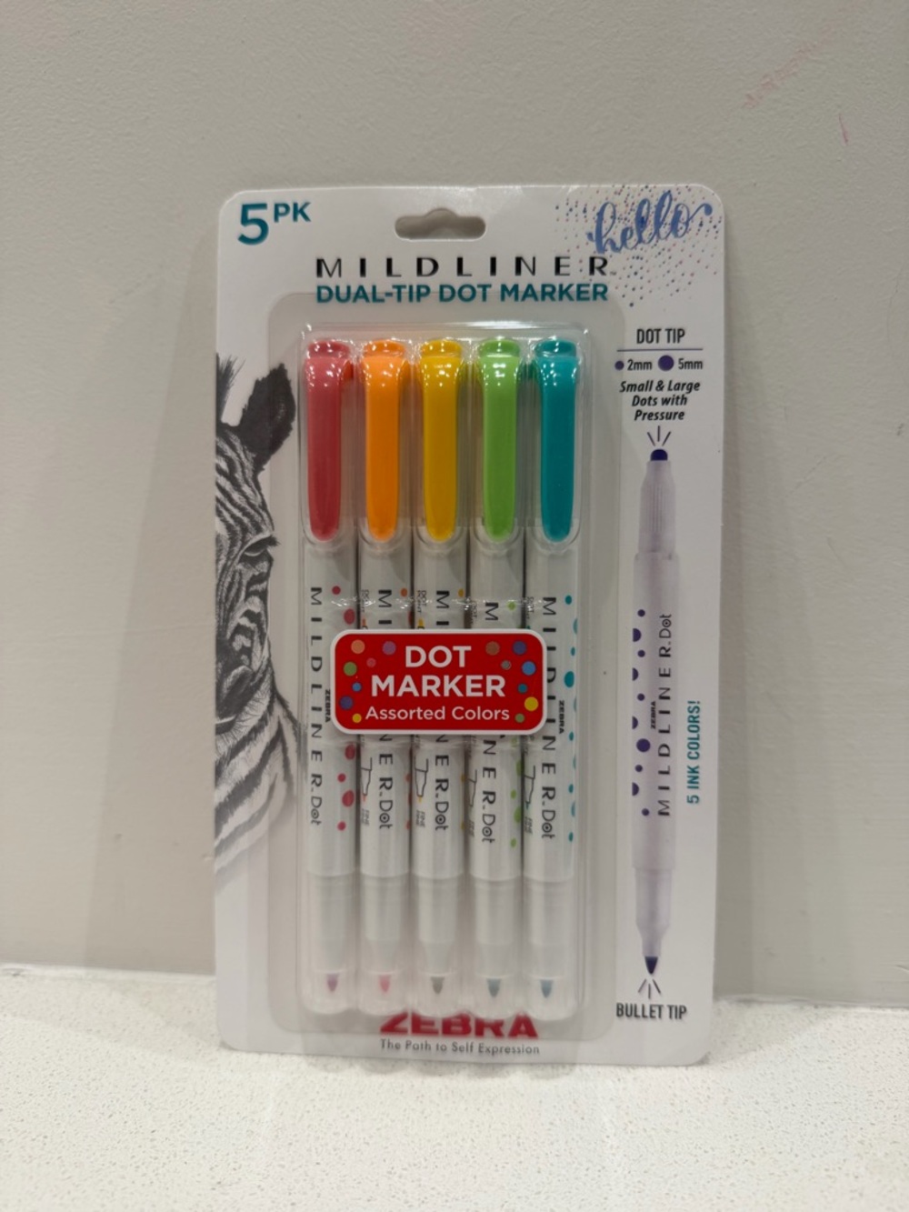 NWT Zebra Pen MILDLINER Dual-Tip Dot Marker